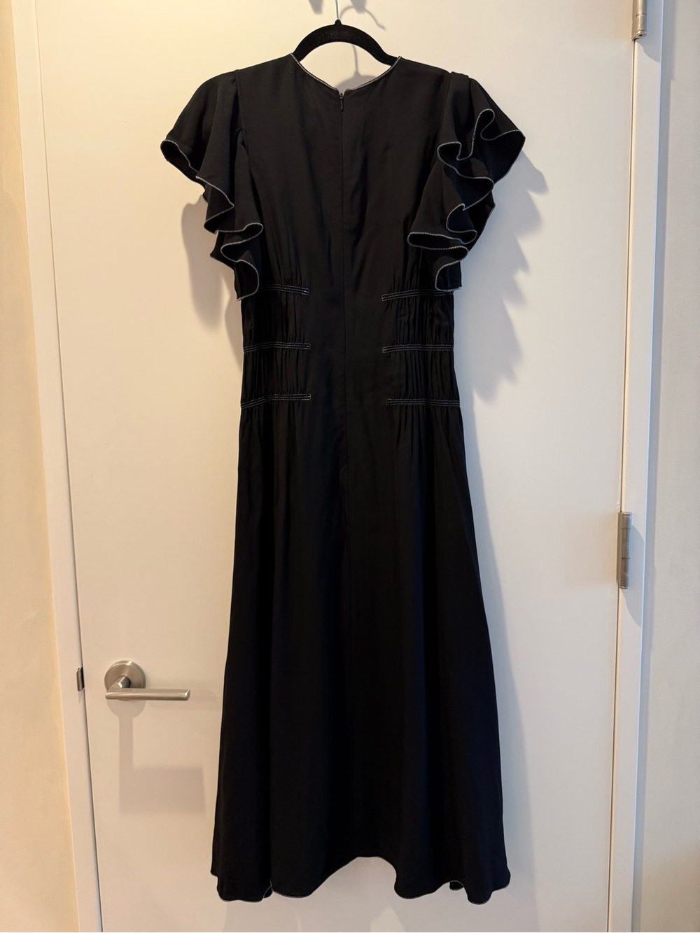 Ulla Johnson Black Midi Dress with Ruffle Sleeves - Picture 4 of 6